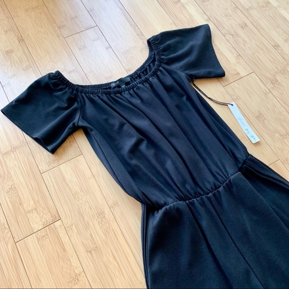 NWT Gibson x Living in Yellow Off the Shoulder Ponte Black Jumpsuit, PXS - Picture 5 of 6